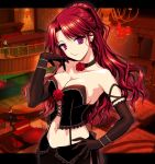  1girl choker corset duplicate elbow_gloves front-tie_top gloves gothic long_hair mabinogi redhead rua solo violet_eyes 
