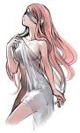  1girl blanket blindfold breasts long_hair naked_sheet nude pink_hair see-through solo standing very_long_hair yamashita_shun&#039;ya 