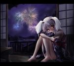  animal_ears barefoot female fireworks rabbit_ears red_eyes reisen_udongein_inaba scarlet_(studioscr) touhou 