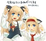  00s 2008 2girls alice_margatroid animal_ears blonde_hair blue_eyes blush cat_ears embarrassed female hairband hands kemonomimi_mode kirisame_marisa lowres mouse_ears multiple_girls new_year no_hat no_headwear sweatdrop tes_(unpre) touhou translated 