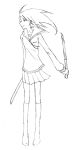  monochrome original school_uniform serafuku ushi_(ushi_manji) wakizashi 
