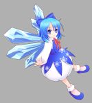  1girl cirno female full_body simple_background snowflakes solo touhou underwear wapokichi wings 