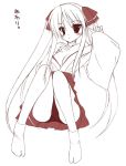  1girl hiiragi_kagami japanese_clothes lucky_star miko monochrome panties red solo tabi tomosuke underwear 