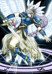  1girl armor armored_dress braid lenneth_valkyrie magic_circle sword valkyrie_profile weapon wings 