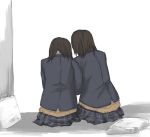  2girls black_hair blazer brown_hair multiple_girls original school_uniform serafuku sitting tamaru_tokihiko 