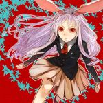  1girl animal_ears blazer female jacket jpeg_artifacts lavender_hair necktie pleated_skirt rabbit_ears red_eyes red_necktie reisen_udongein_inaba skirt solo touhou xero 