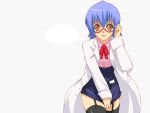  blue_hair garter_belt glasses haruka_shiya izumi_ako labcoat mahou_sensei_negima! thigh-highs yellow_eyes zettai_ryouiki 