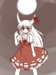  1girl ex-keine female kamishirasawa_keine monochrome moon red ry solo touhou 