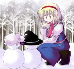  alice_margatroid blonde_hair female murabito snow snowman touhou tree 