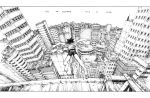  androgynous cityscape jumping monochrome perspective rooftop scenery solo 