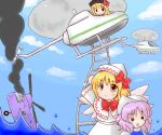  3girls chibi dual_persona female helicopter letty_whiterock lily_black lily_white multiple_girls touhou 