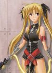  1girl bardiche blonde_hair fate_testarossa highres long_hair lyrical_nanoha mahou_shoujo_lyrical_nanoha mahou_shoujo_lyrical_nanoha_strikers solo twintails very_long_hair 