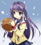  basketball clannad fujibayashi_kyou ixy long_hair purple_hair ribbon school_uniform serafuku violet_eyes 