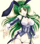  1girl animal_ears green_hair jochuu-san lowres oekaki original outstretched_arm rabbit_ears reaching solo yagisaka_seto 