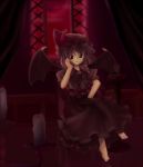  1girl barefoot bat_wings feet female makino_(ukiuo) remilia_scarlet solo touhou wings 