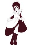  1girl female fictional_sister full_body maid monochrome siesta simple_background skirt skirt_lift solo zero_no_tsukaima 