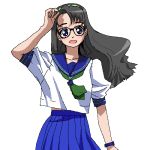  1girl glasses lowres oekaki school_uniform serafuku solo 