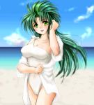  1girl green_hair jochuu-san lowres oekaki one-piece_swimsuit original solo swimsuit yagisaka_seto 