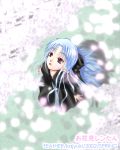  00s 1girl bad_anatomy blue_hair cherry_blossoms len melty_blood pointy_ears poorly_drawn red_eyes solo tsukihime type-moon 