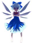  1girl barefoot bow cirno female solo the_embodiment_of_scarlet_devil touhou wings 