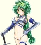  1girl armor bikini_armor green_hair jochuu-san lowres oekaki original solo yagisaka_seto 