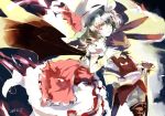  1girl animal creature dress female furry looking_at_viewer mo pants puffy_short_sleeves puffy_sleeves rabbit red_dress red_eyes remilia_scarlet short_hair short_sleeves shunsei_(muratou) silver_hair solo touhou white_dress 