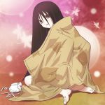  ass black_hair blanket bra haruyama_kazunori komori_kiri lingerie looking_back lowres pale_skin panties sayonara_zetsubou_sensei smile underwear undressing 