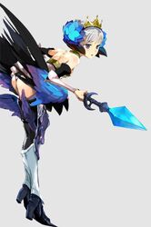  1girl armor armored_dress dress gwendolyn mebae odin_sphere strapless strapless_dress white_background 