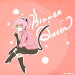  1girl boots bubbles claws female fingerless_gloves genderswap genderswap_(mtf) gloves heart human humanized jojo_no_kimyou_na_bouken killer_queen kira_yoshikage leggings luftart neko outline pink_hair polka_dots r63 solo stand tail turtleneck 