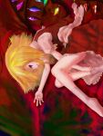  1girl e.x.on female fetal_position flandre_scarlet footwear hands socks solo touhou wings 