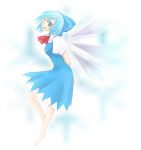  1girl barefoot bow cirno female older smile solo the_embodiment_of_scarlet_devil touhou wings 