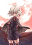  bell_zephyr elbow_gloves gloves night_wizard poncho silver_hair takano_natsuki thigh-highs yellow_eyes 