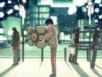  1boy 3d 3girls 4boys bangs black_hair blurry boots briefcase building city coat couple crossover cube depth_of_field faceless faceless_male from_side hand_in_pocket heart height_difference hetero hug kida_tokinori knee_boots lamppost lights loafers long_hair male_focus miniskirt multiple_boys multiple_girls nakamura_takeshi outdoors pants parody photoshop pleated_skirt portal railing road shadow shoes short_hair skirt snow solo_focus standing street tenshi_no_inai_12-gatsu valve weighted_companion_cube 