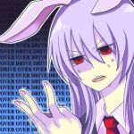  1girl angry animal_ears female harano iosys iosys_parody lowres rabbit_ears red_eyes reisen_udongein_inaba solo sweat sweatdrop touhou 