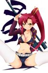  1girl bikini bikini_top breasts cleavage gun imazon large_breasts navel panties ponytail solo swimsuit tengen_toppa_gurren_lagann thigh-highs underwear weapon yoko_littner 