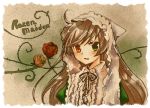  brown_hair dress flower hat heterochromia long_hair lowres rozen_maiden suiseiseki very_long_hair 