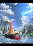  clouds garnet garnet_(pixiv) highres landscape reflection ruins touhou traffic_light traffic_lights water yakumo_yukari 