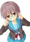  amaa_(chou_dennou_jidai) glasses nagato_yuki school_uniform serafuku suzumiya_haruhi_no_yuuutsu 