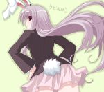 bunny_ears bunny_tail hands_on_hips long_hair looking_back miruki purple_hair rabbit_ears red_eyes reisen_udongein_inaba skirt tail touhou 