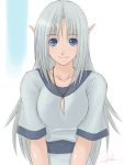  elf jewelry long_hair necklace original pointy_ears signature silver_hair smile yukihiro 