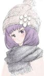  hat patchouli_knowledge purple_eyes purple_hair scarf solo touhou violet_eyes 