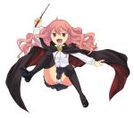  bad_id cape long_hair louise_francoise_le_blanc_de_la_valliere mary_janes panties pantyshot pink_eyes pink_hair pink_panties shoes skirt solo thigh-highs thighhighs underwear wand zero_no_tsukaima 