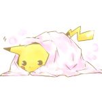  aigiri bad_id blanket no_humans pikachu pokemon pokemon_(creature) simple_background solo white_background 