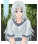  elf jewelry long_hair necklace original pointy_ears signature silver_hair smile tree yukihiro 