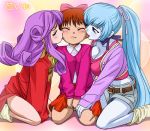  aoi_(gegege_no_kitarou) blush breast_press breasts gegege_no_kitarou haruyama licking multiple_girls nekomusume tongue yuki_onna yukionna yuri zambia zanbia 