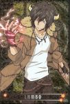  black_hair braid chains coat gloves horns jewelry katekyo_hitman_reborn katekyo_hitman_reborn! lambo male necklace wink 