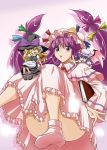  blush bonnet chibi dress frills hat kimura_naoki kirisame_marisa long_hair maid minigirl patchouli_knowledge purple_eyes purple_hair remilia_scarlet socks touhou twintails violet_eyes wings witch_hat 