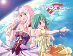  cleavage dress gloves macross macross_frontier mashua microphone midriff ranka_lee sheryl_nome singing 