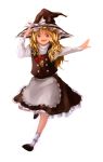  1girl blonde_hair female full_body hat kirisame_marisa shishou simple_background skirt solo touhou white_background witch witch_hat 