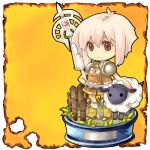  1girl boots chibi faux_figurine figure_stage lowres mayuzumi pink_hair red_eyes sheep short_hair skirt 